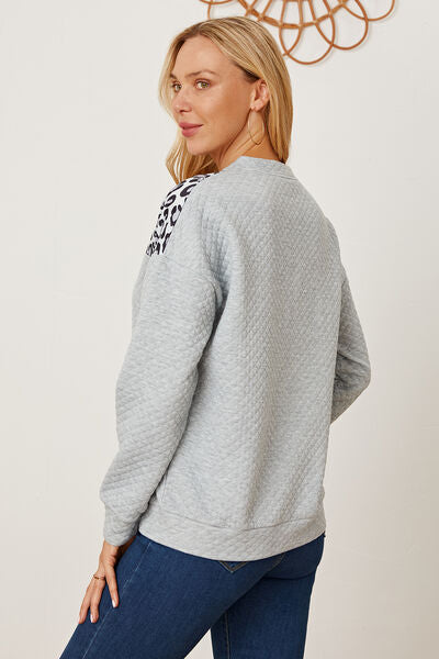 swvws Leopard Half Zip Dropped Shoulder Sweatshirt