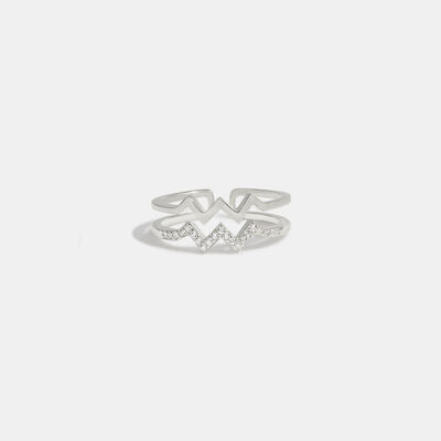 swvws Wave Shape Inlaid Zircon Open Ring