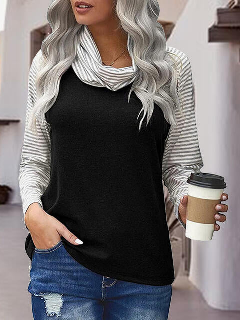 swvws Striped Turtleneck Long Sleeve T-Shirt