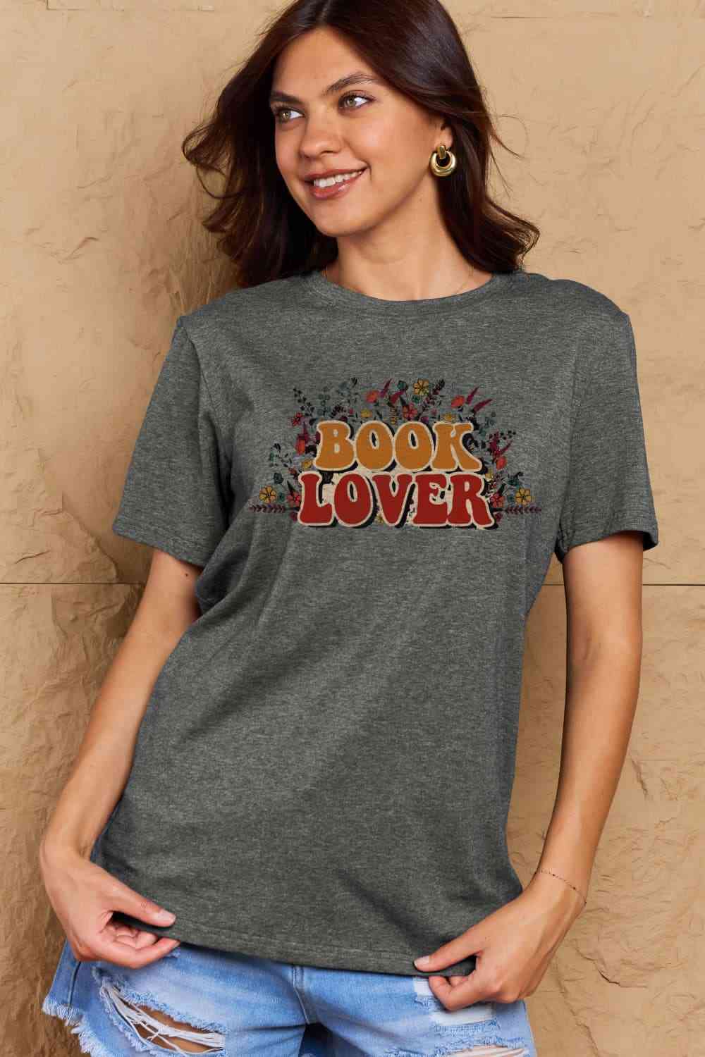 swvws Simply Love Full Size BOOK LOVER Graphic Cotton Tee