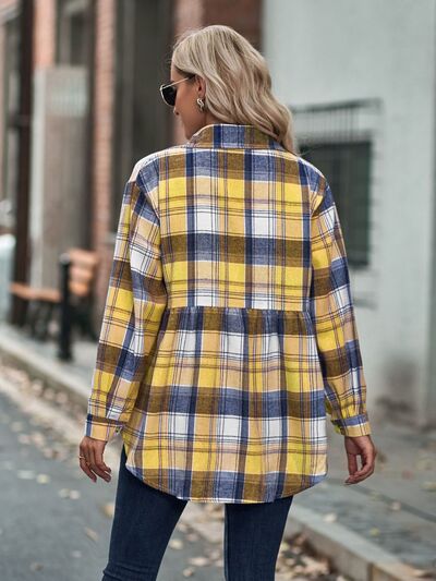 swvws Plaid Button Up Dropped Shoulder Shirt