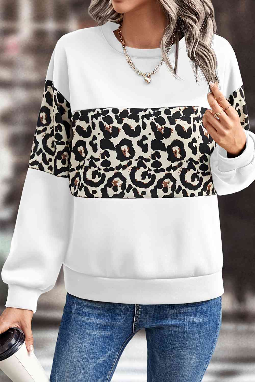 swvws Leopard Dropped Shoulder Sweatshirt