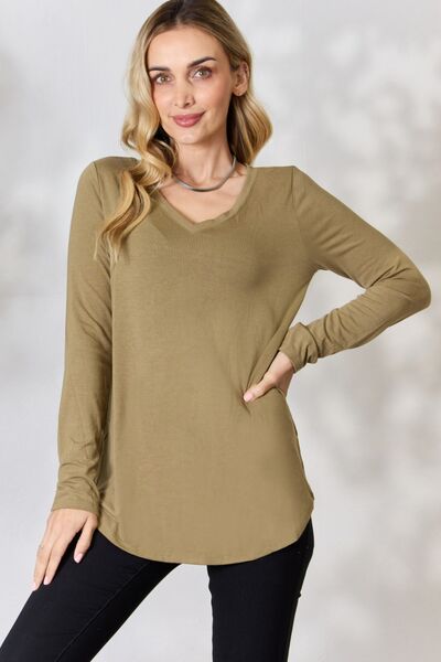 swvws Zenana Full Size V-Neck Long Sleeve T-Shirt