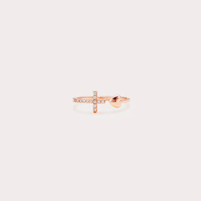 swvws Heart Shape Cross Inlaid Zircon Open Ring