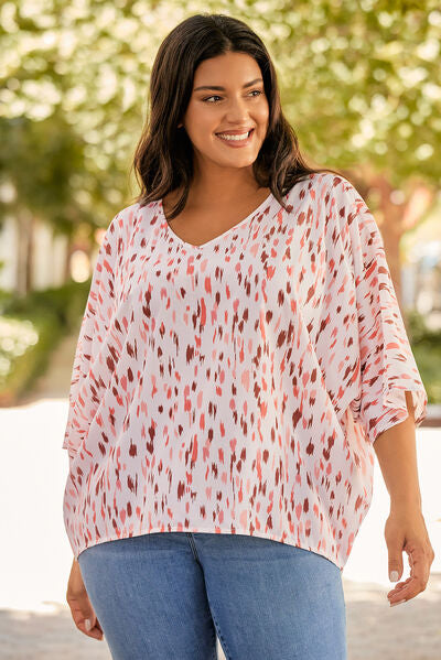 swvws Plus Size Printed V-Neck Blouse