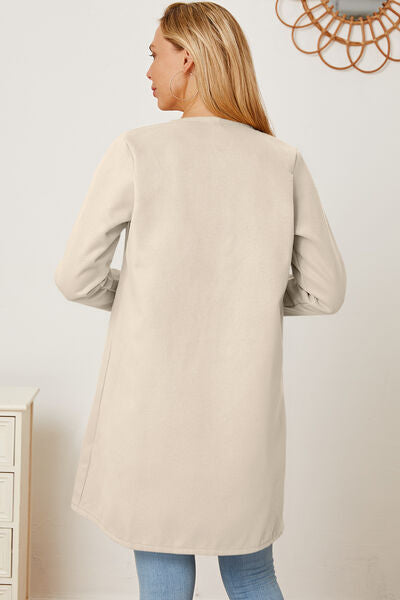 swvws Open Front Pocketed Long Sleeve Coat