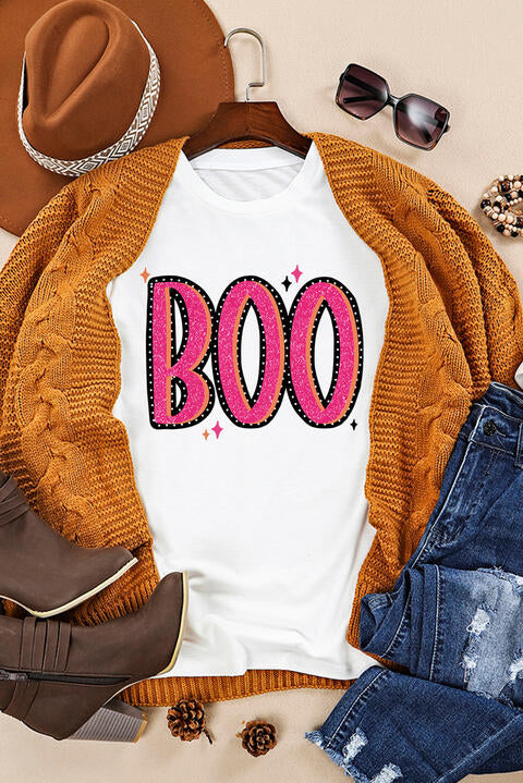 swvws BOO Graphic Short Sleeve Round Neck T-Shirt