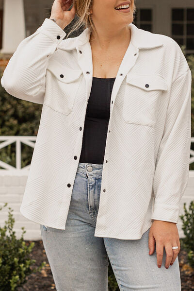 swvws Plus Size Snap Down Dropped Shoulder Jacket