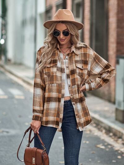 swvws Plaid Button Up Dropped Shoulder Shirt