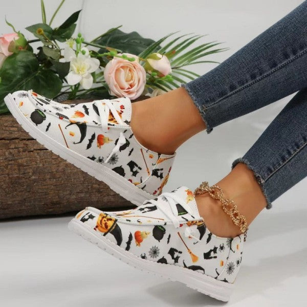 swvws - White Casual Patchwork Printing Round Comfortable Out Door Shoes