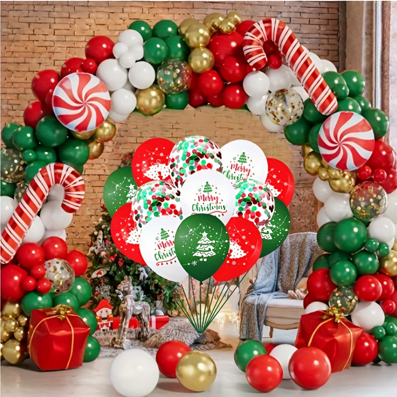 16pcs Merry Christmas Balloon Glitter Set -12 Inch Christmas Decoration Balloons - Dress Up Your New Year Party!