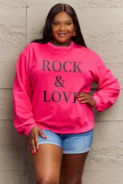 swvws Simply Love Full Size ROCK ��� LOVE Round Neck Sweatshirt