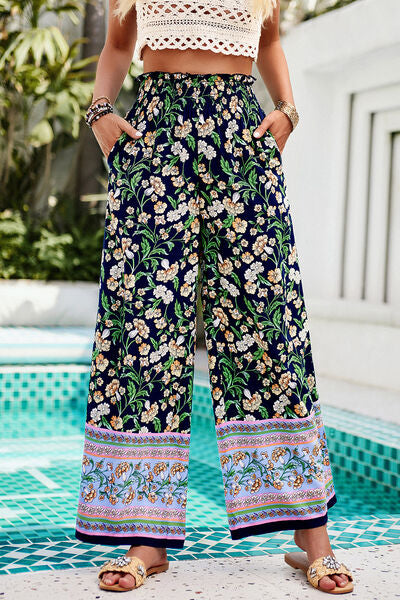 swvws Printed High Waist Wide Leg Pants