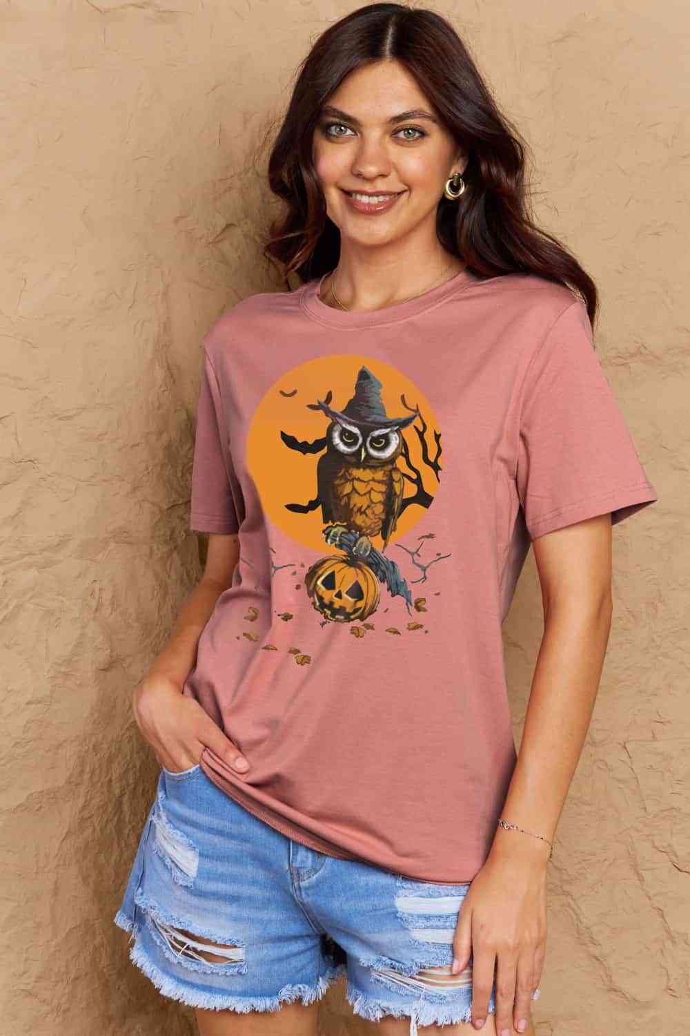 swvws Simply Love Full Size Holloween Theme Graphic Cotton T-Shirt