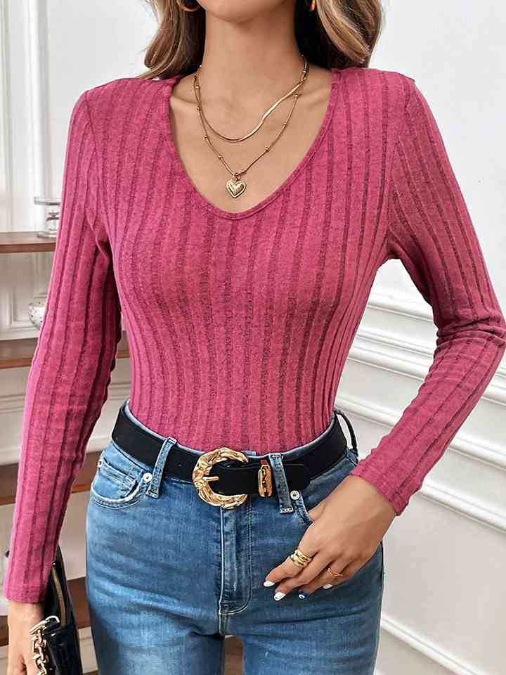 swvws V-Neck Long Sleeve Top