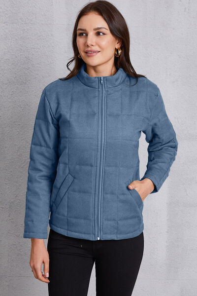 swvws Zip Up Mock Neck Pocketed Jacket