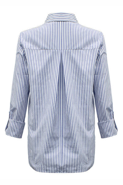 swvws Striped Pocketed Button Up Shirt