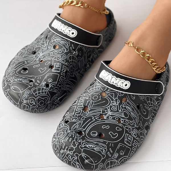 swvws - Multicolor Casual Living Graffiti Patchwork Round Comfortable Shoes