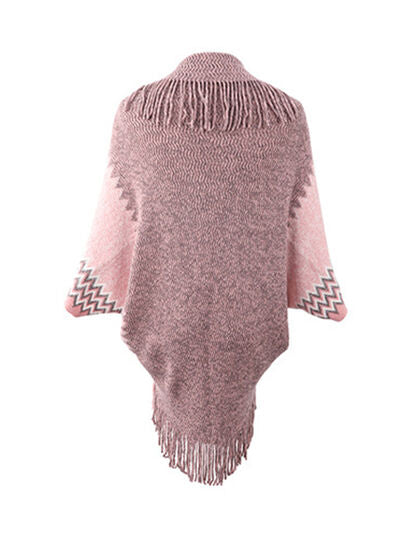 swvws Geometric Fringe Open Front Cardigan