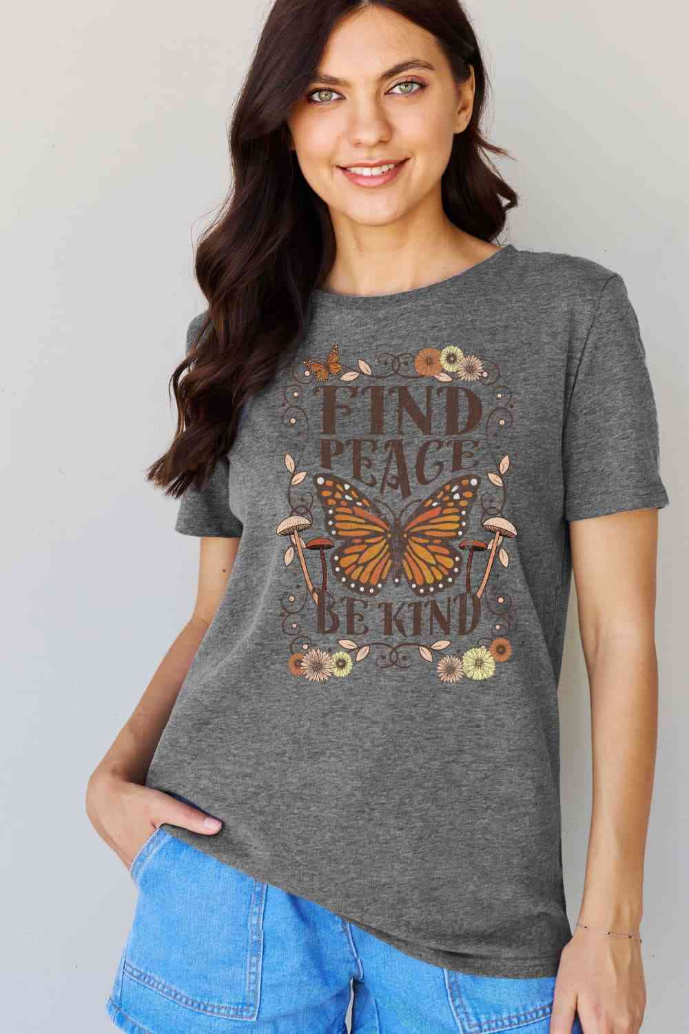 swvws Simply Love Full Size FIND PEACE BE KIND Graphic Cotton T-Shirt