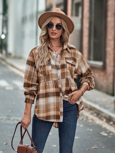 swvws Plaid Button Up Dropped Shoulder Shirt