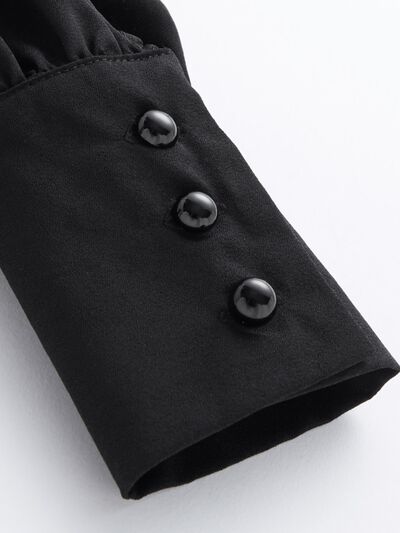 swvws Mock Neck Lantern Sleeve Shirt