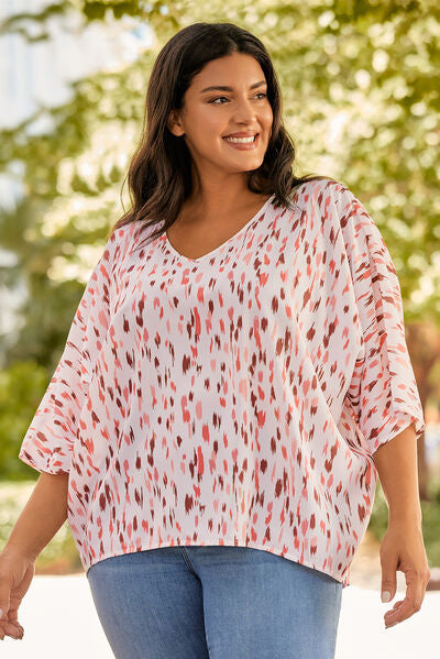 swvws Plus Size Printed V-Neck Blouse