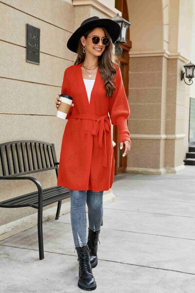 swvws Open Front Lantern Sleeve Cardigan