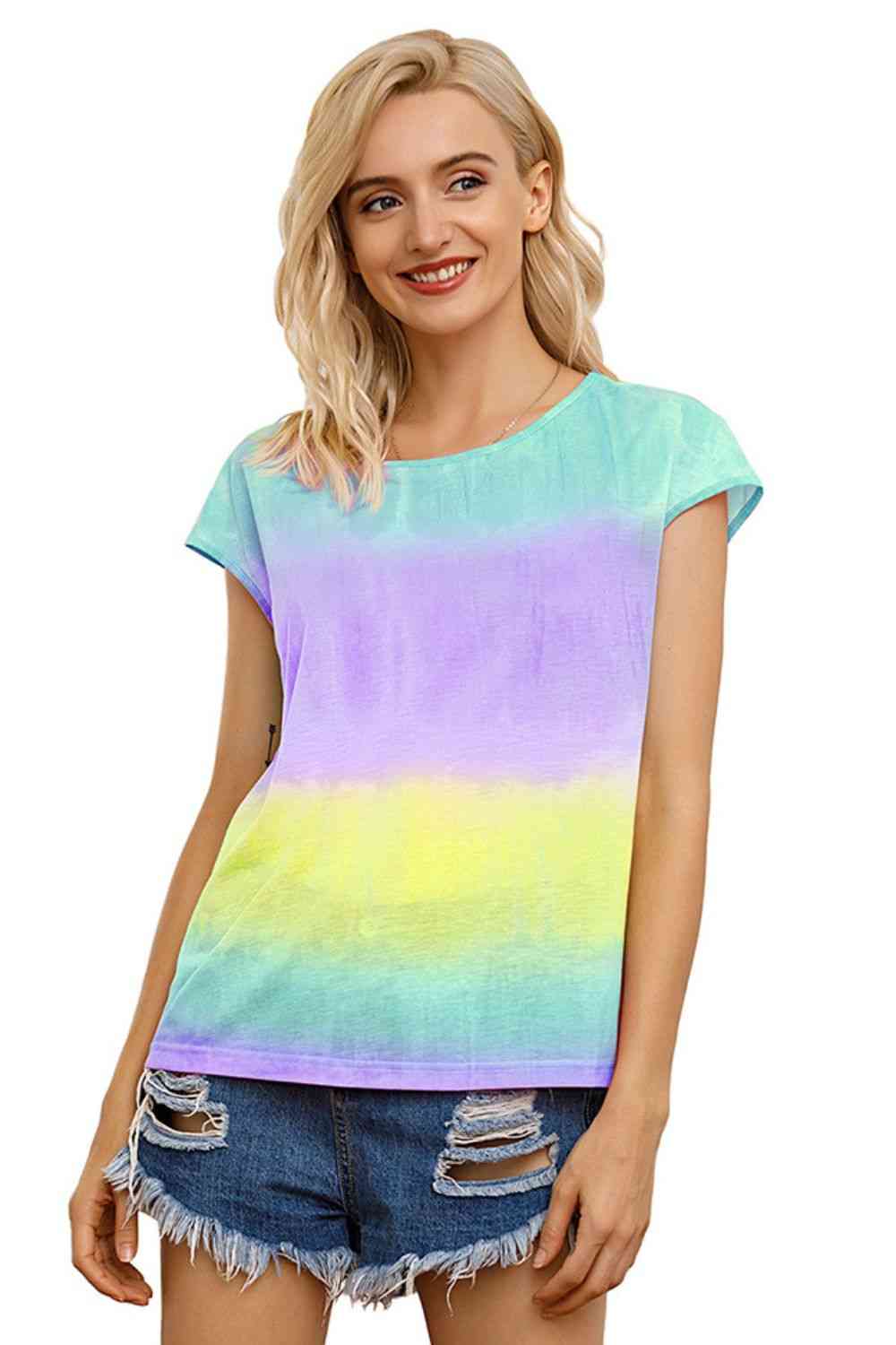 swvws Tie Dye Round Neck Short Sleeve Tee