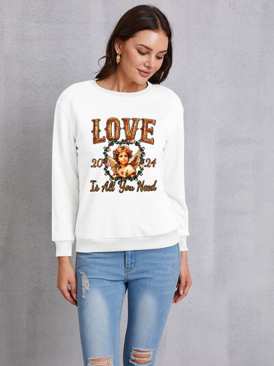 swvws LOVE IS ALL YOU NEED Round Neck Sweatshirt