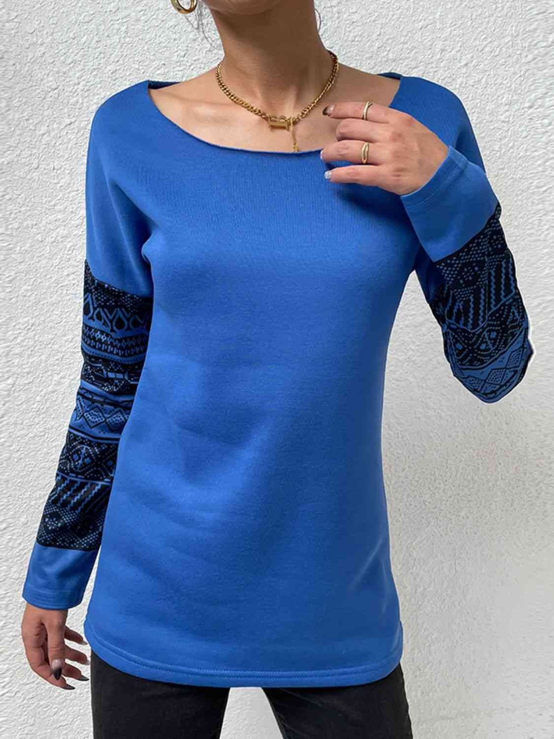 swvws Printed Drop Shoulder Tunic Top