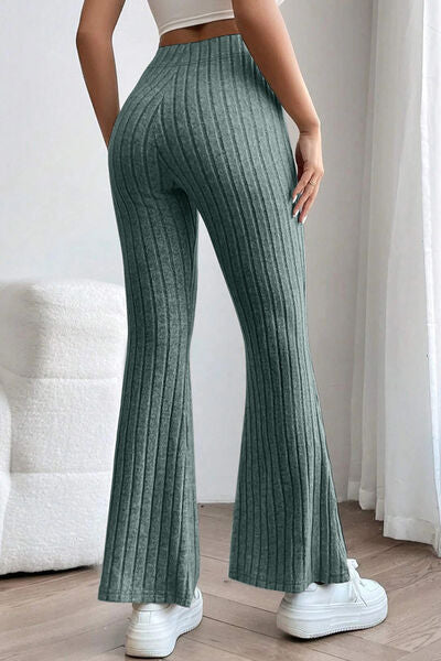 swvws Basic Bae Full Size Ribbed High Waist Flare Pants