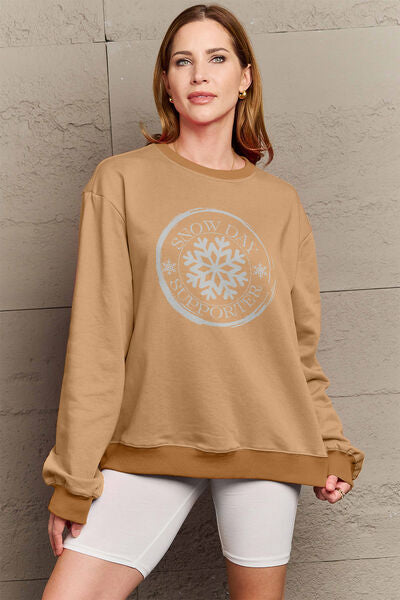 swvws Simply Love Full Size SNOW DAY SUPPORTER Round Neck Sweatshirt