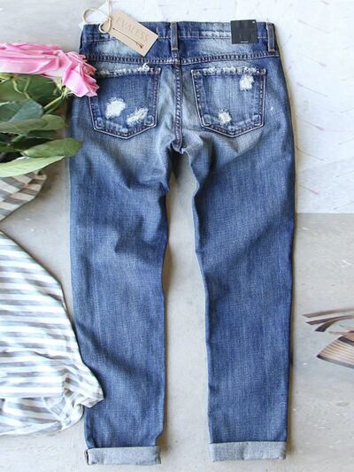 swvws Distressed Printed Straight Jeans