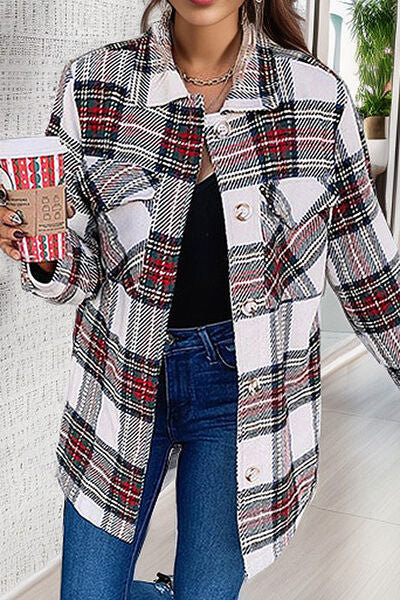 swvws Plaid Pocketed Button Up Jacket