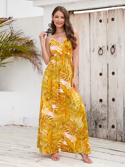 swvws Printed Surplice Spaghetti Strap Dress