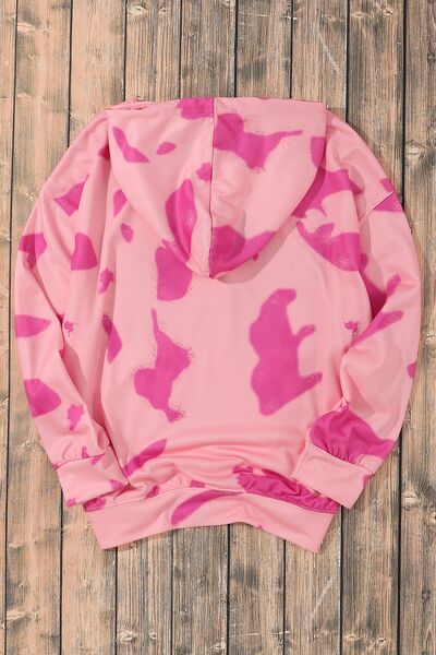 swvws Printed Drawstring Kangaroo Pocket Hoodie