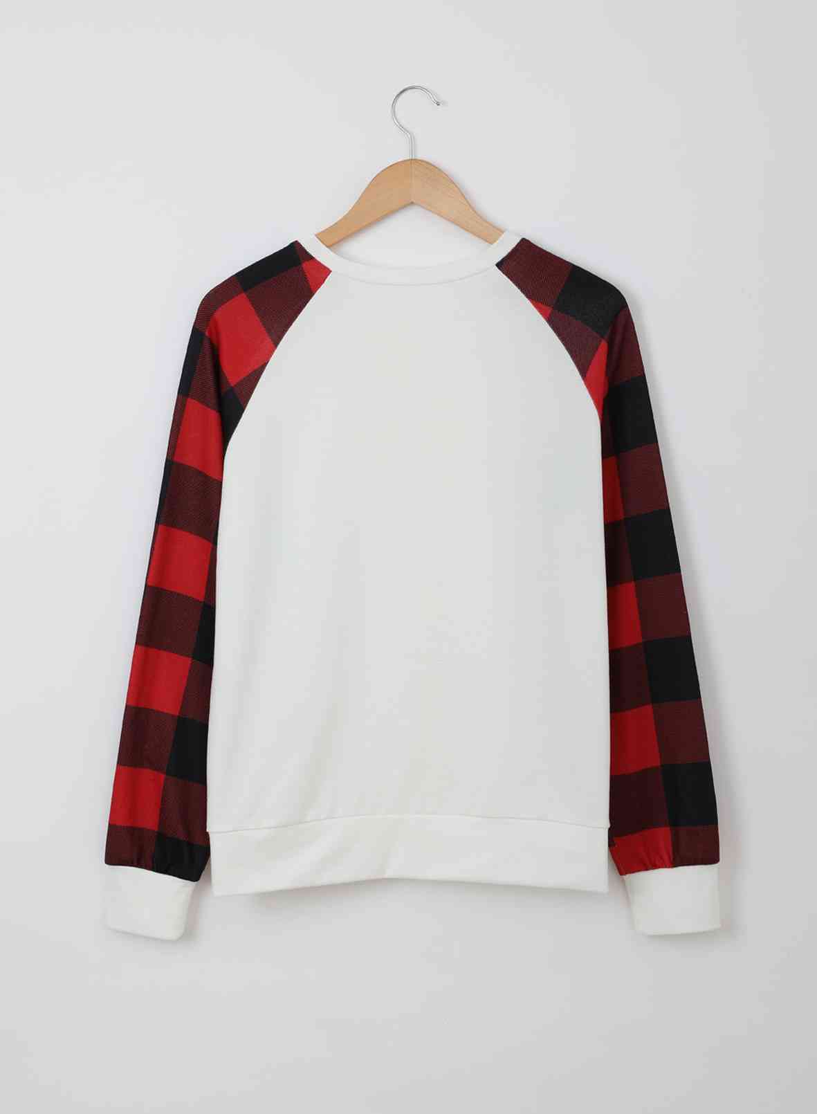 swvws Christmas Buffalo Plaid Long Sleeve Sweatshirt