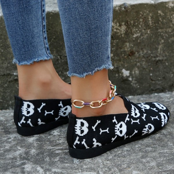 swvws - Halloween Black Casual Patchwork Round Comfortable Shoes