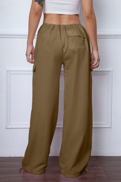 swvws Drawstring Waist Pants with Pockets