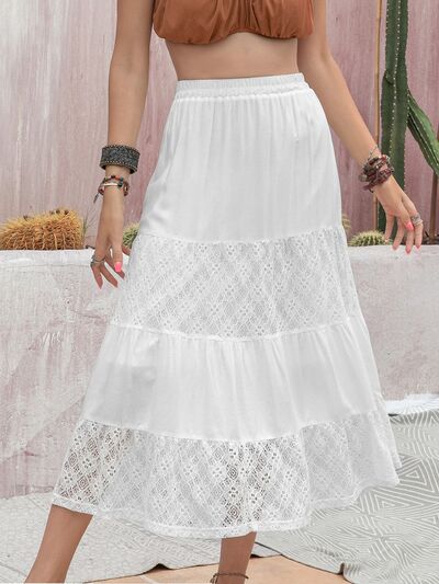 swvws Lace Detail High Waist Tiered Skirt