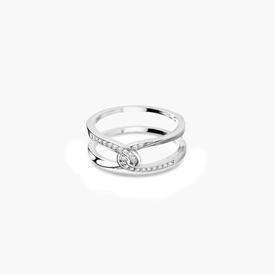 swvws Twisted Inlaid Zircon Double-layered Ring