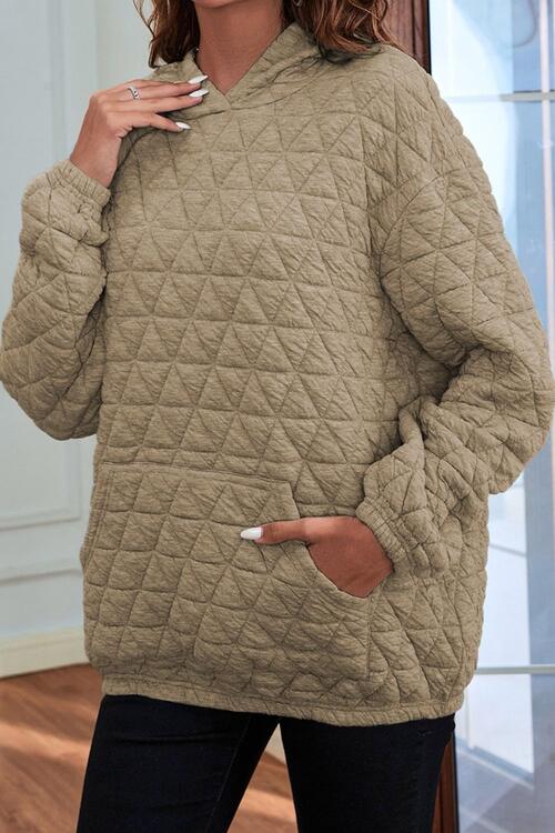 swvws Quilted Long Sleeve Hoodie with Pocket