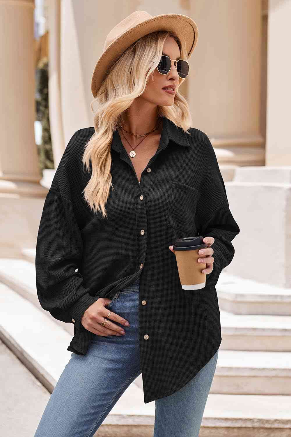 swvws Collared Neck Dropped Shoulder Shirt