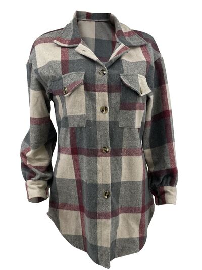 swvws Plaid Button Up Dropped Shoulder Jacket