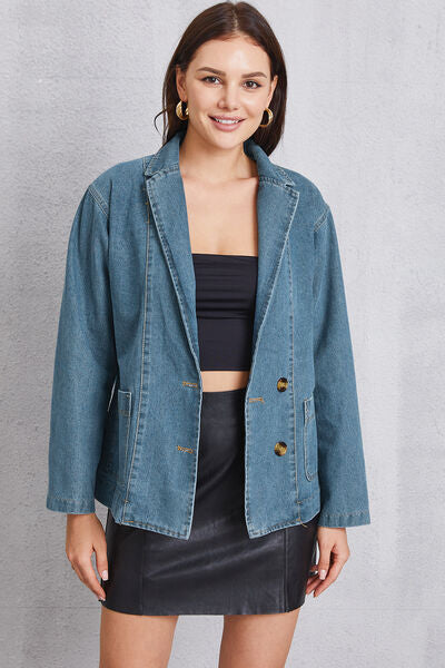 swvws Pocketed Button Up Denim Jacket