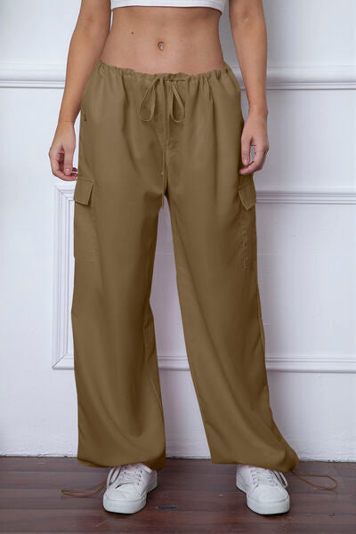 swvws Drawstring Waist Pants with Pockets