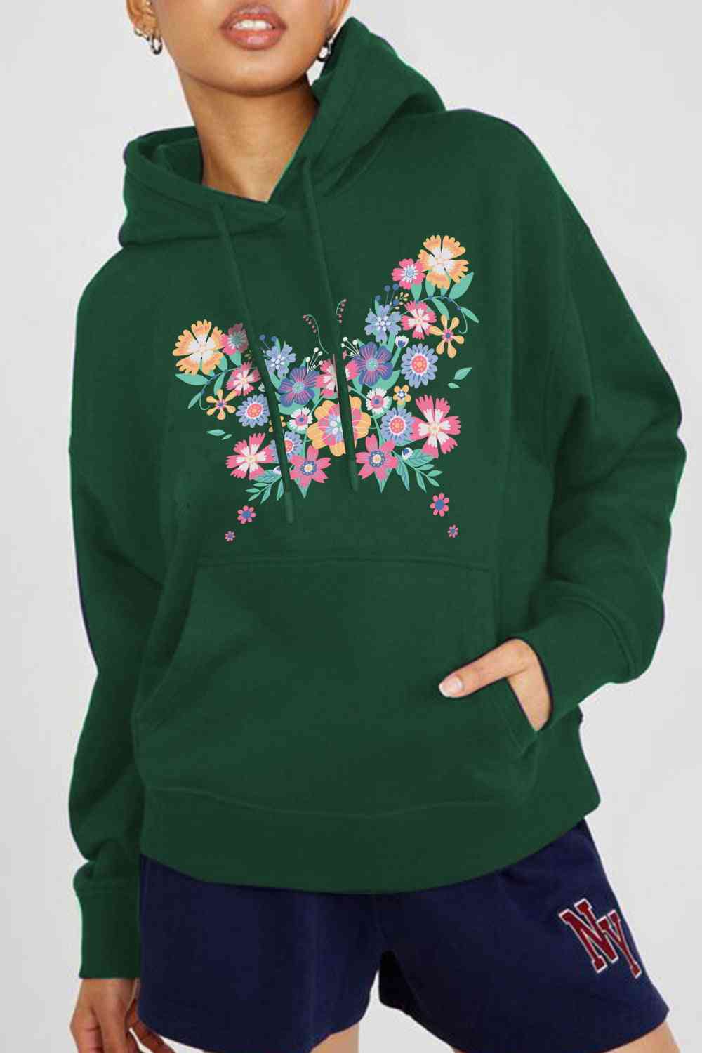 swvws Simply Love Simply Love Full Size Floral Butterfly Graphic Hoodie