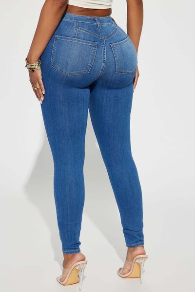 swvws Distressed Buttoned Jeans with Pockets