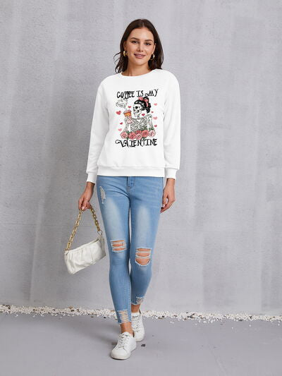 swvws COFFEE IS MY VALENTINE Round Neck Sweatshirt